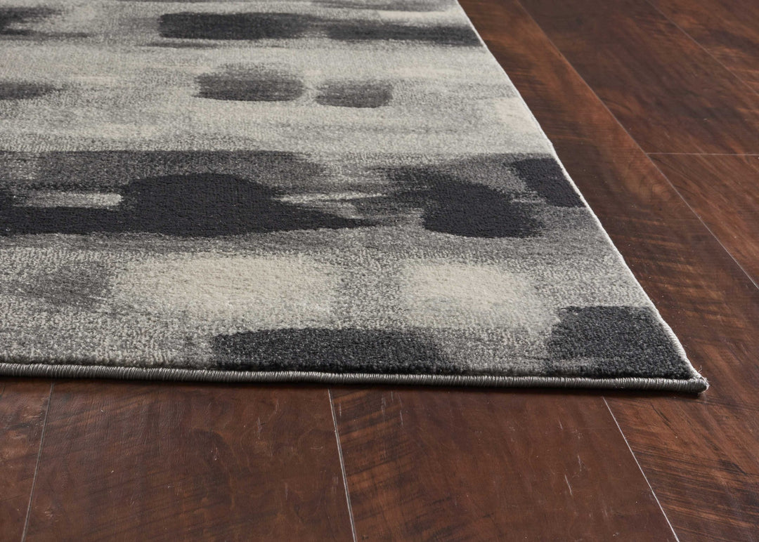 10' X 13' Shades Of Grey Machine Woven Abstract Brushstroke Indoor Area Rug