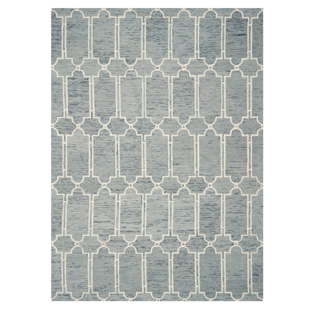 8' X 10' Slate Blue Hand Tufted Geometric Indoor Area Rug