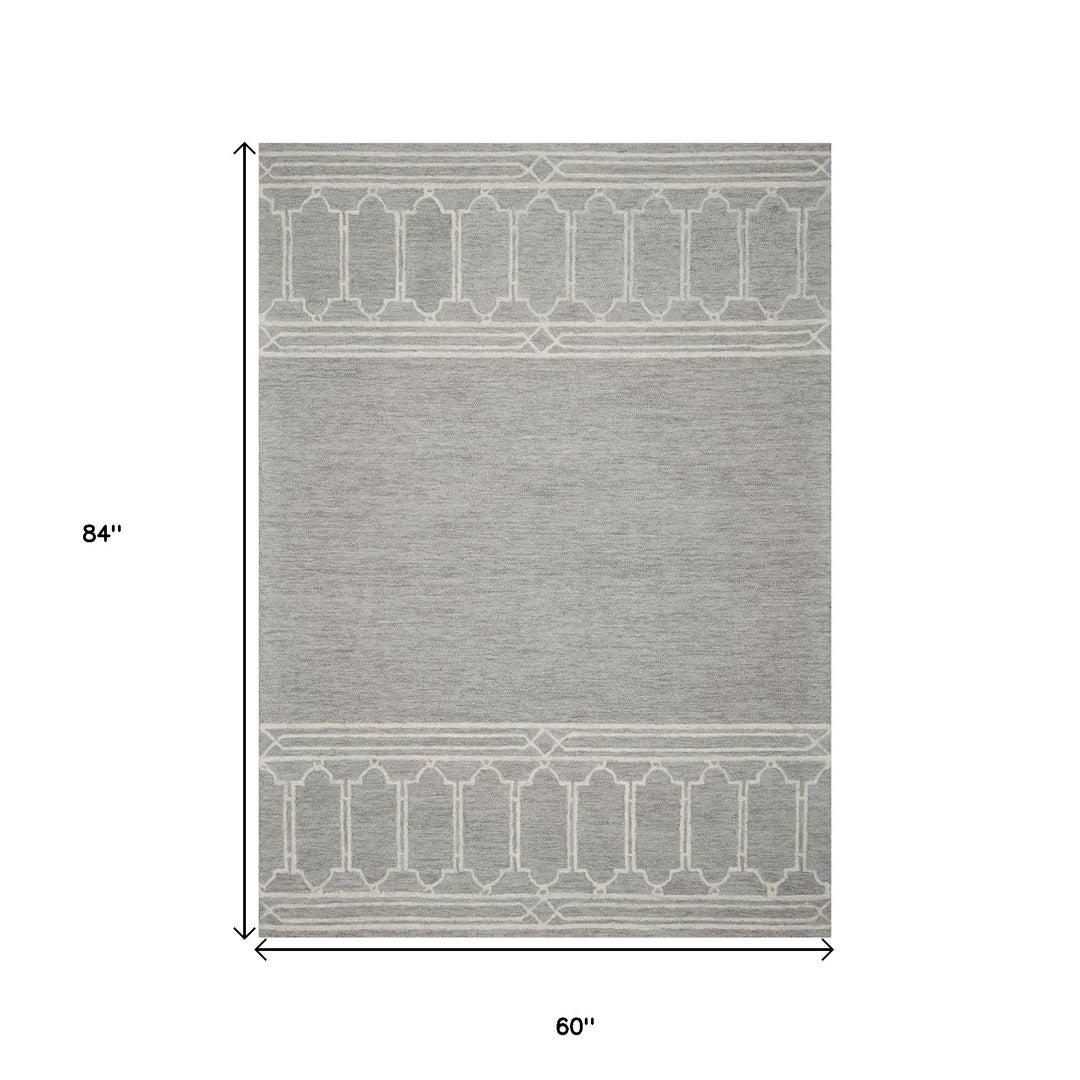 8' X 10'  Wool Grey Area Rug