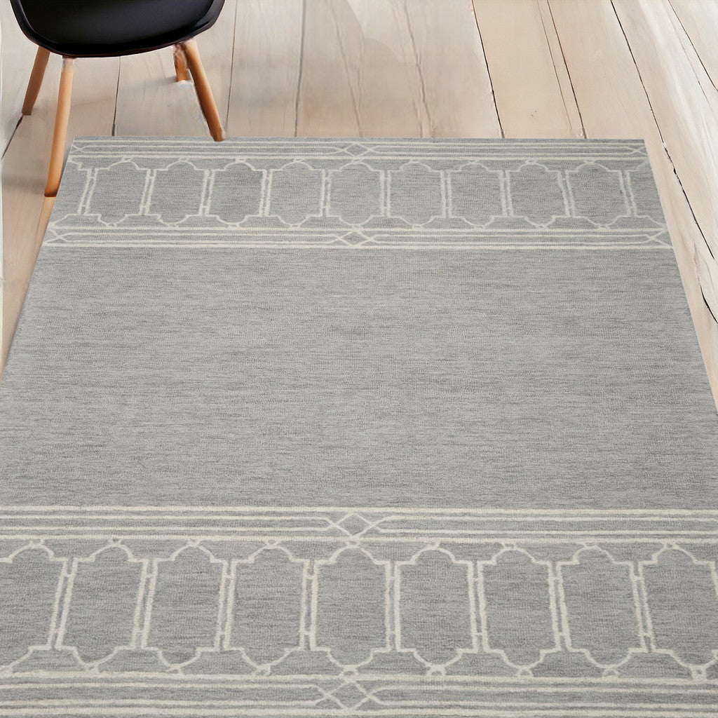 8' X 10'  Wool Grey Area Rug