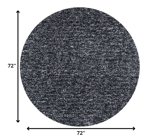 8' Black Heather Round Indoor Shag Rug