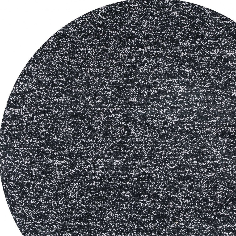 8' Black Heather Round Indoor Shag Rug