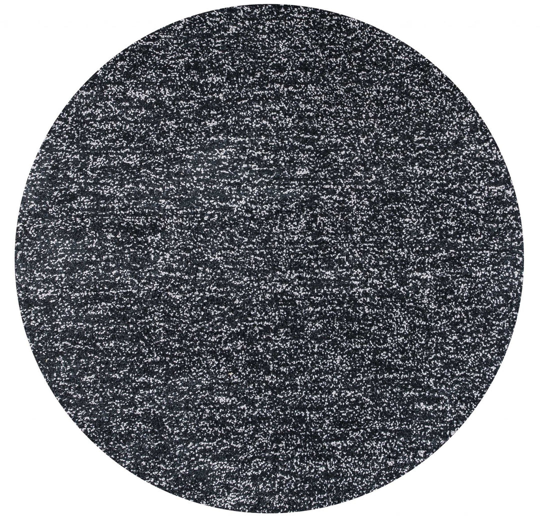 8' Black Heather Round Indoor Shag Rug