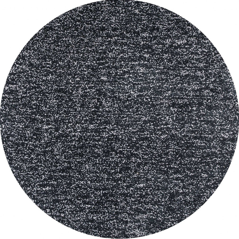 8' Black Heather Round Indoor Shag Rug