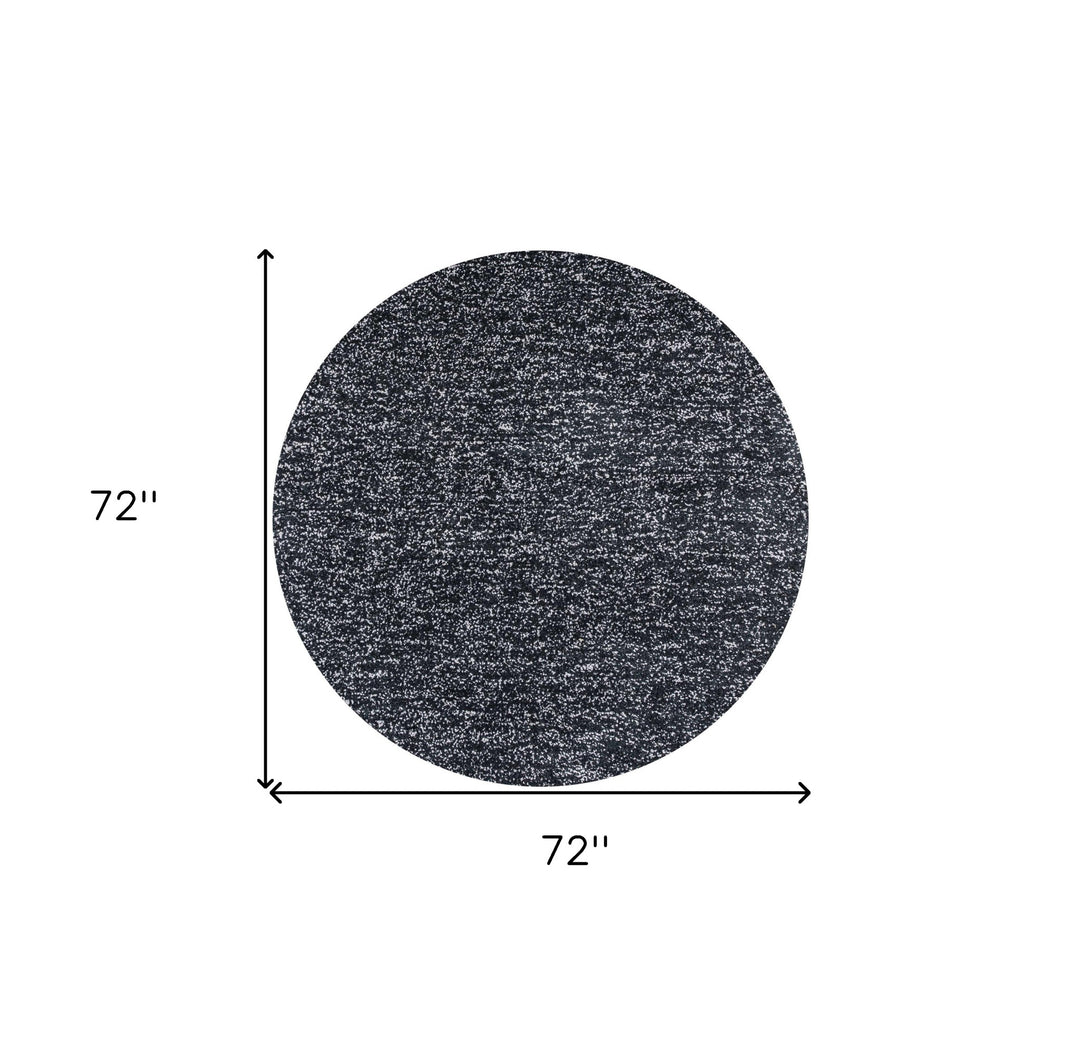 8' Black Heather Round Indoor Shag Rug