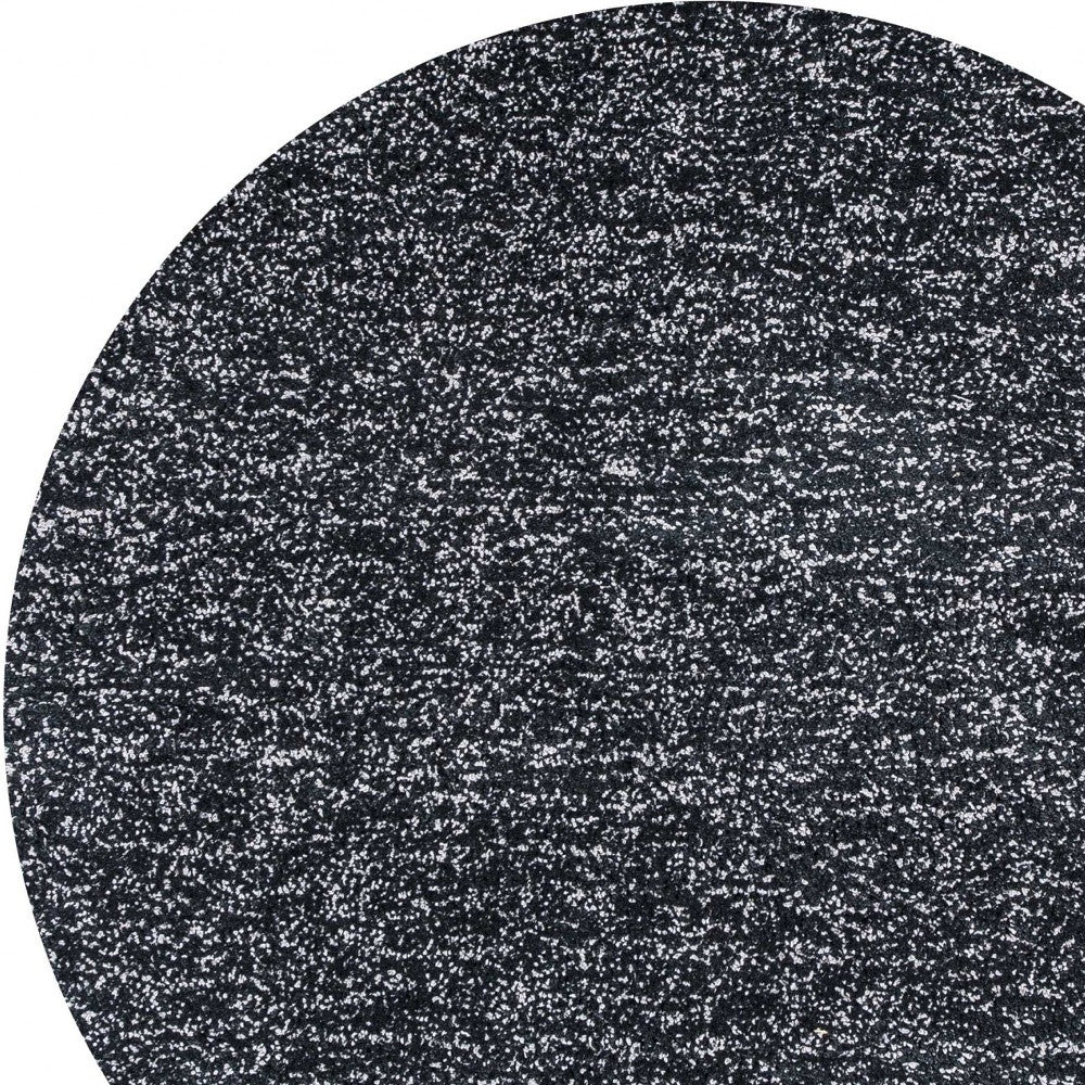 8' Black Heather Round Indoor Shag Rug