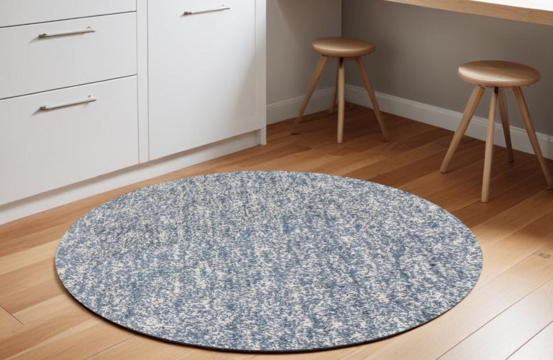 8' Slate Grey Heather Round Indoor Shag Rug