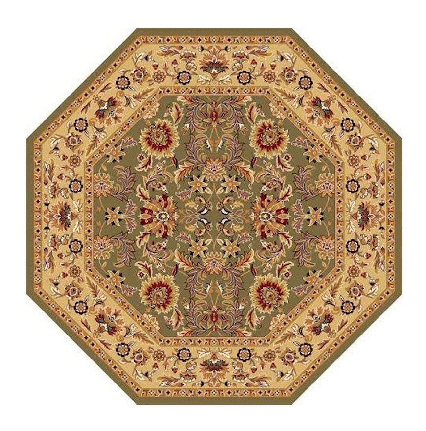 10' X 13' Green Taupe Machine Woven Floral Traditional Indoor Area Rug