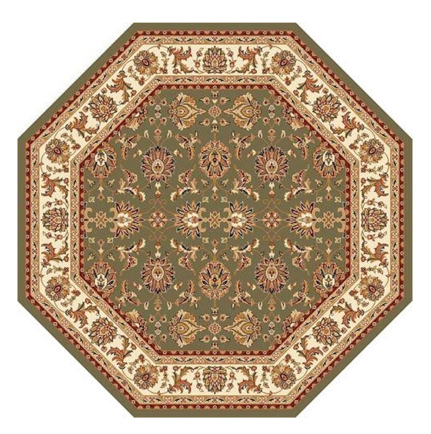 9' X 13'  Polypropylene Green Or  Ivory  Area Rug