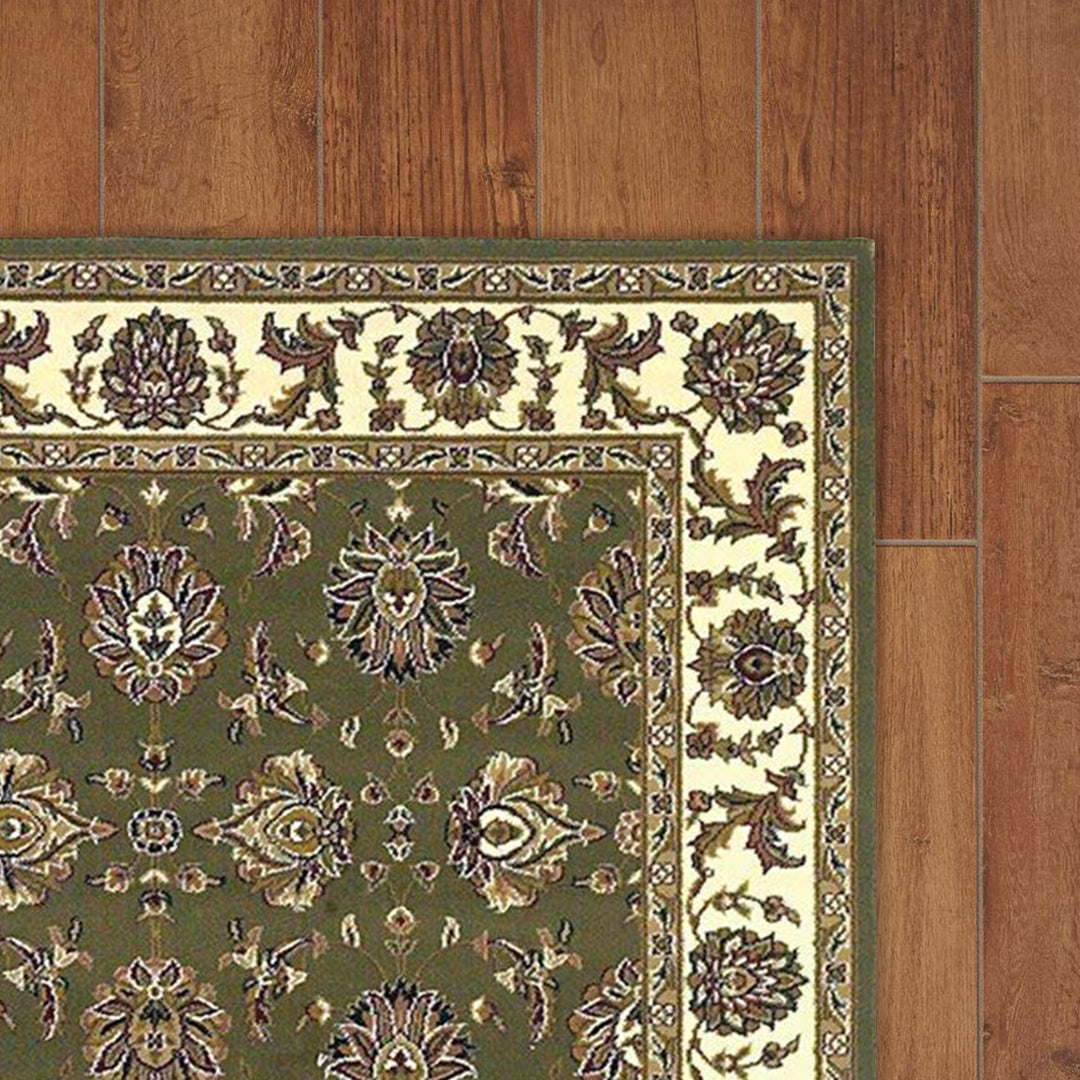 9' X 13'  Polypropylene Green Or  Ivory  Area Rug