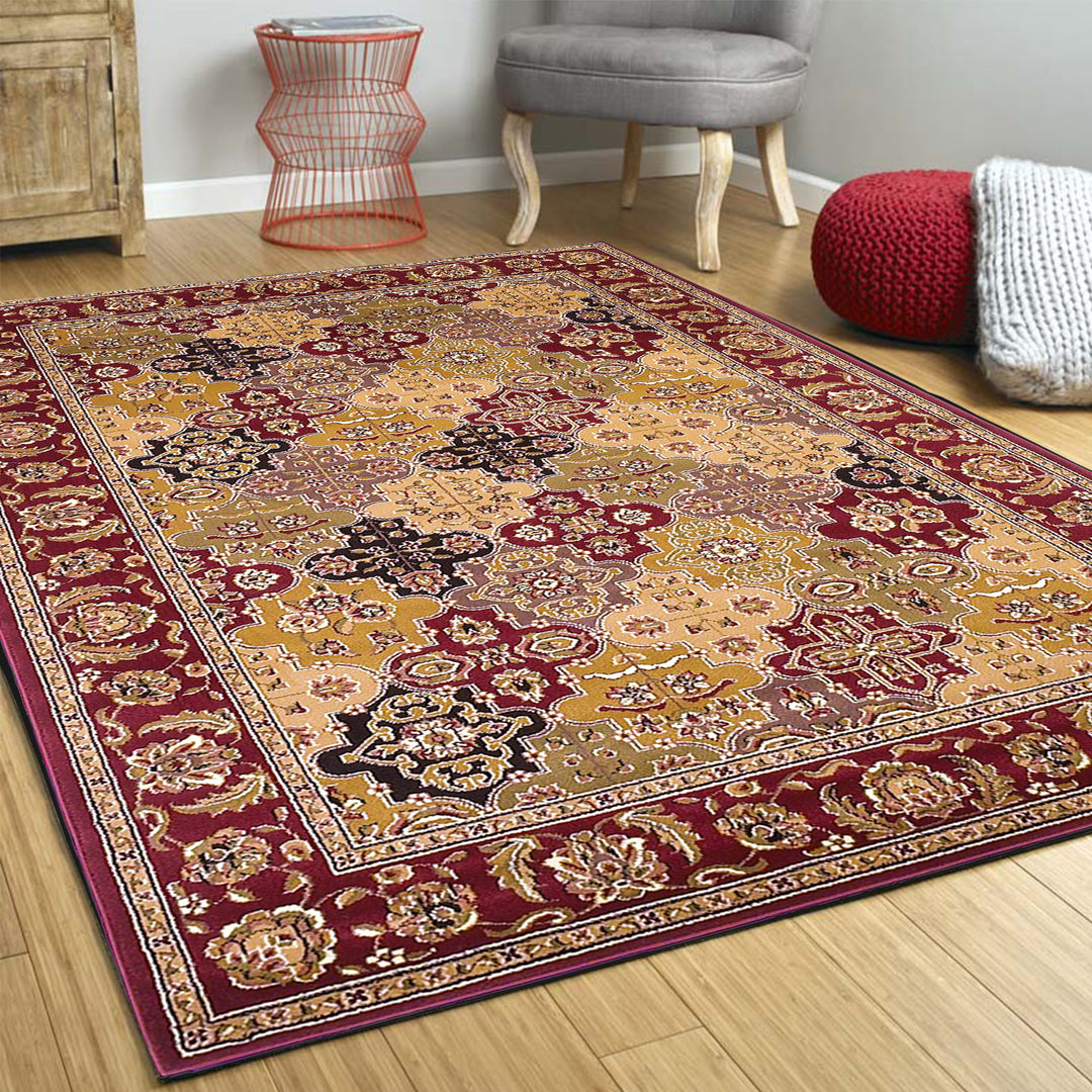 10' X 13' Red Machine Woven Traditional Quatrefoil Indoor Area Rug