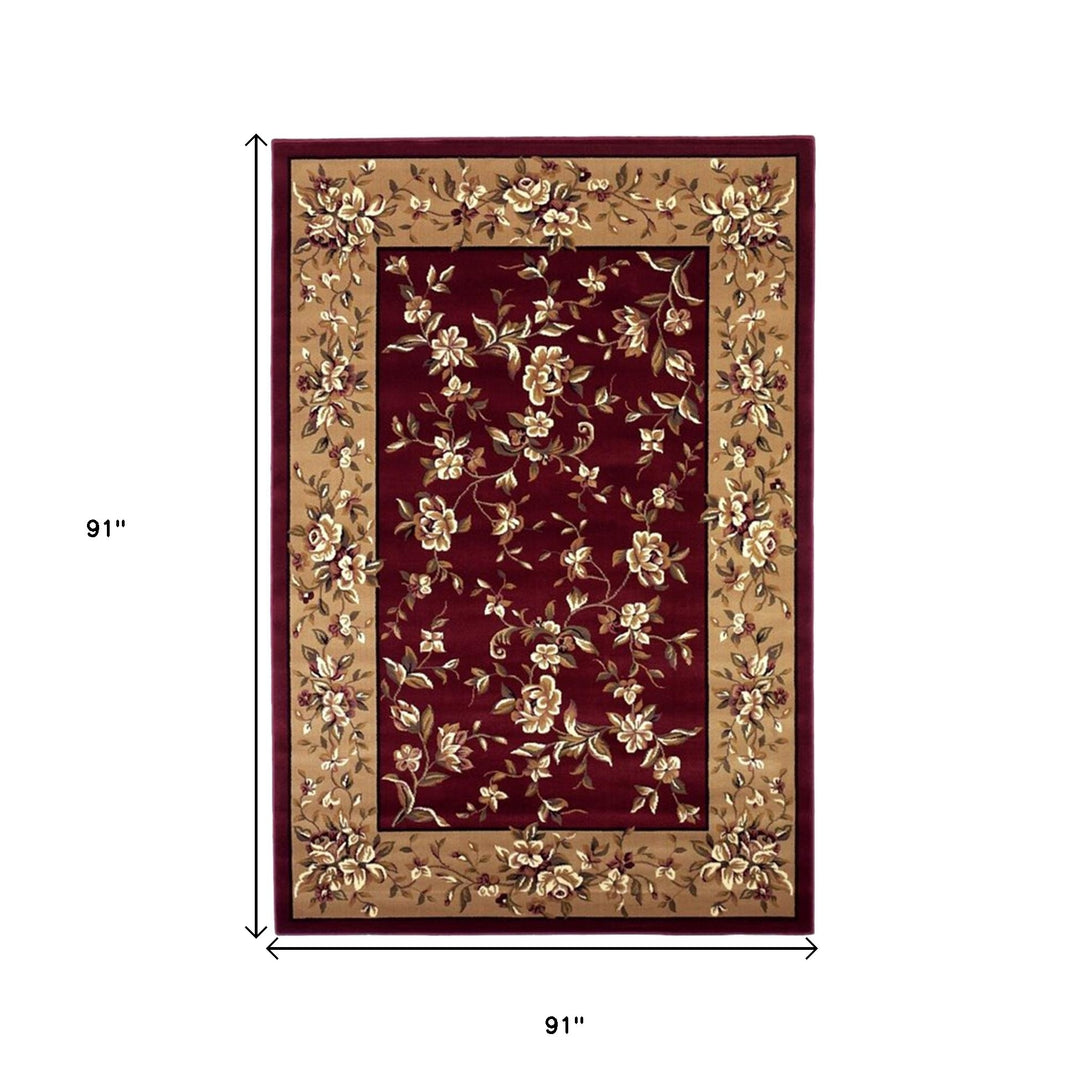 10' X 13' Red Beige Machine Woven Floral Traditional Indoor Area Rug