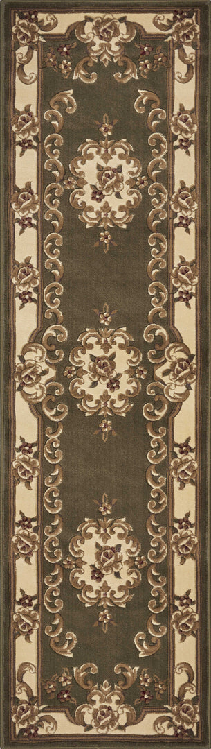 7' X 10'  Polypropylene Greenor Ivory Area Rug