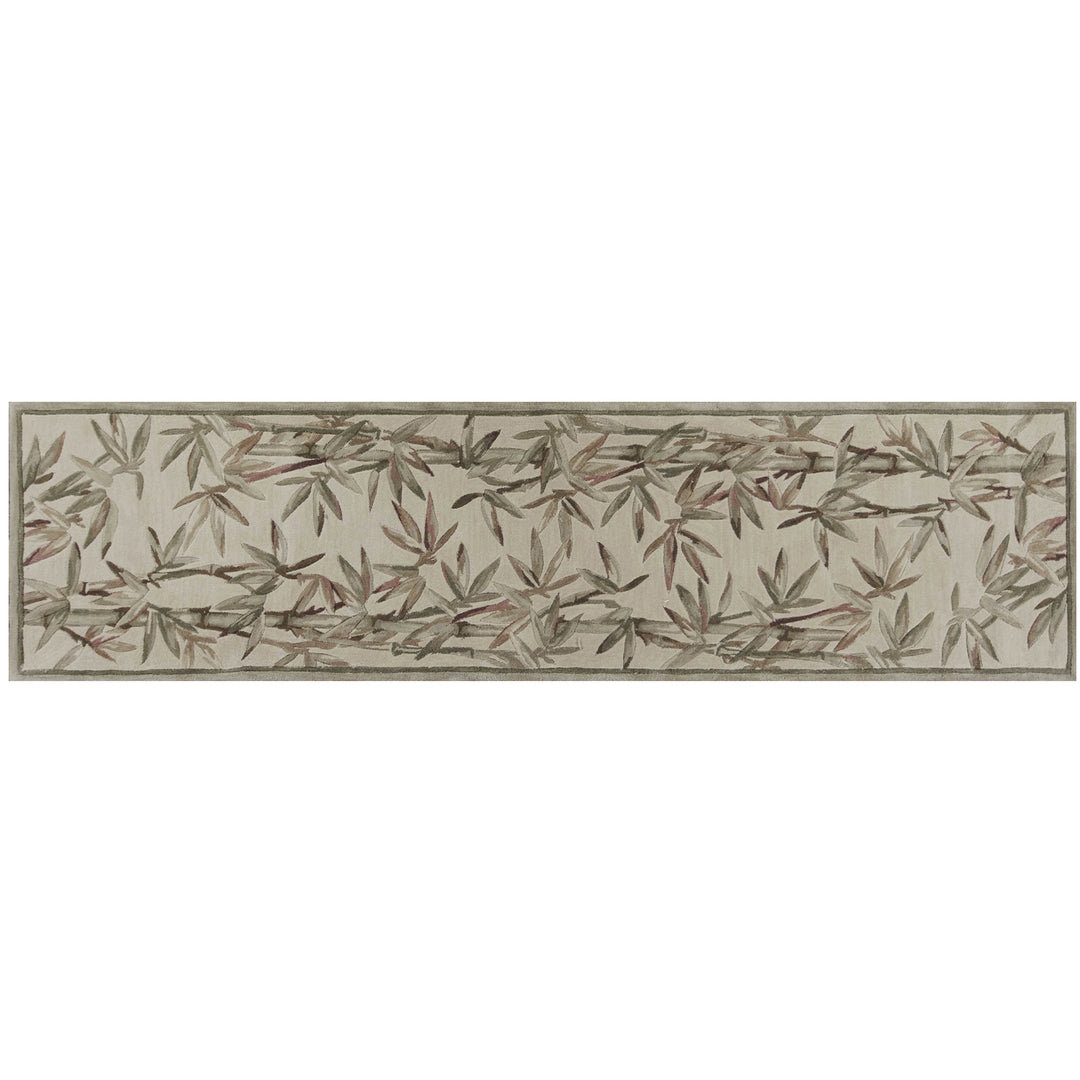 5' X 8' Ivory Hand Tufted Bordered Bamboo Indoor Area Rug