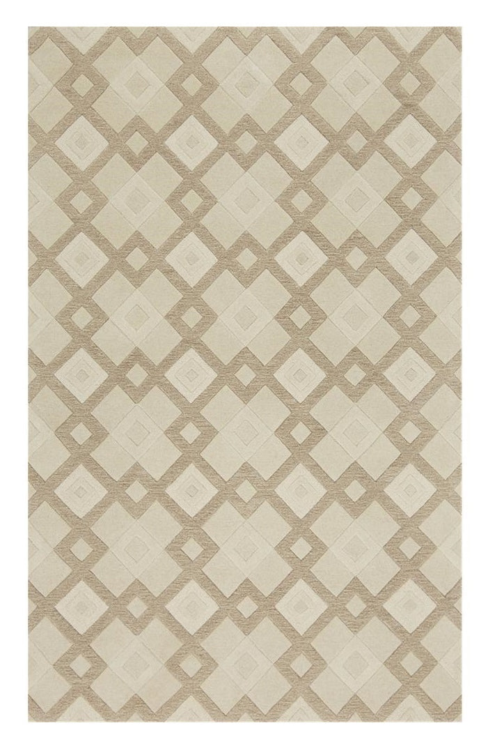 8' X 11' Ivory Wool Geometric Hand Tufted Area Rug