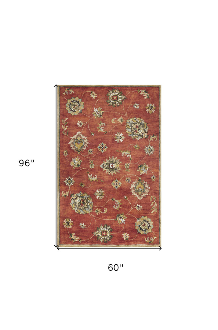 9' X 13' Sienna Orange Wool Handmade Area Rug