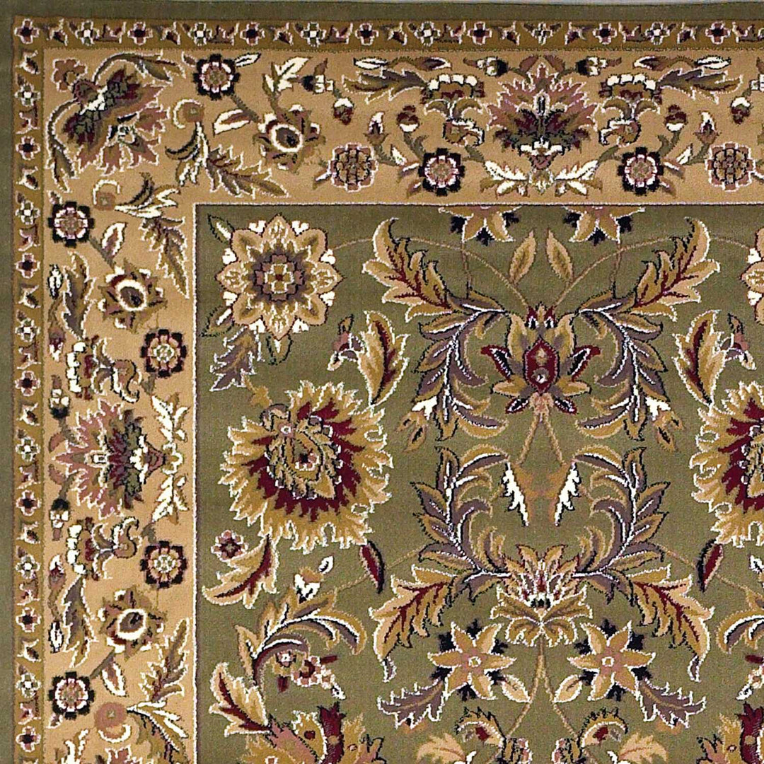 10' X 13' Green Taupe Machine Woven Floral Traditional Indoor Area Rug