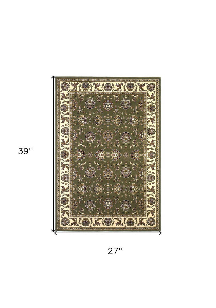 9' X 13'  Polypropylene Green Or  Ivory  Area Rug