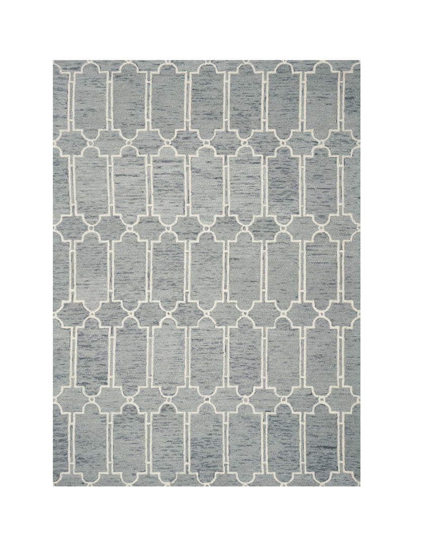 8' X 10' Slate Blue Hand Tufted Geometric Indoor Area Rug