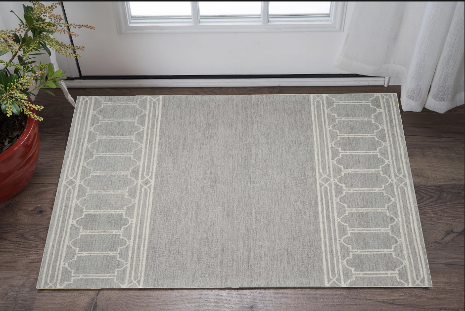 8' X 10'  Wool Grey Area Rug