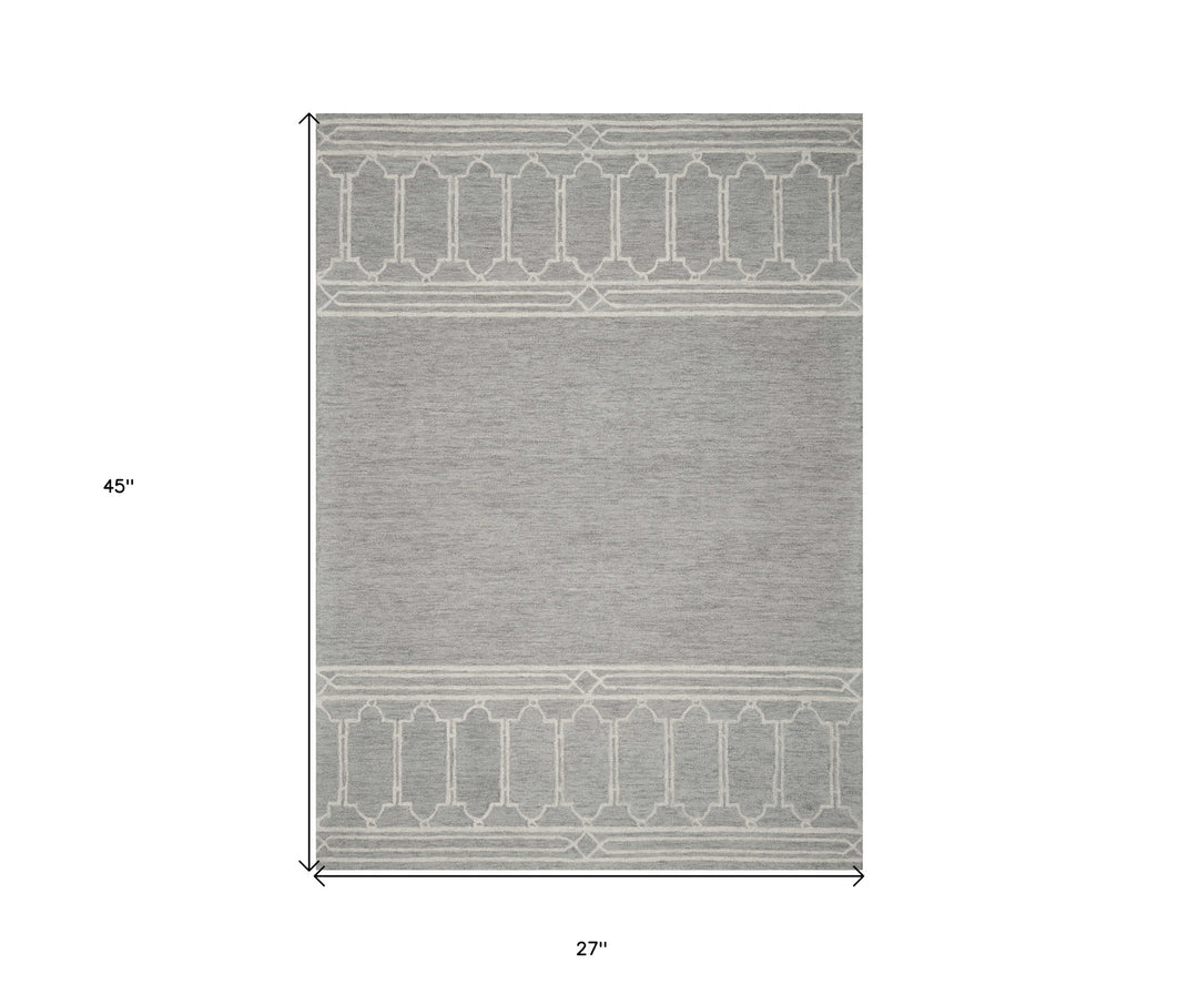 8' X 10'  Wool Grey Area Rug