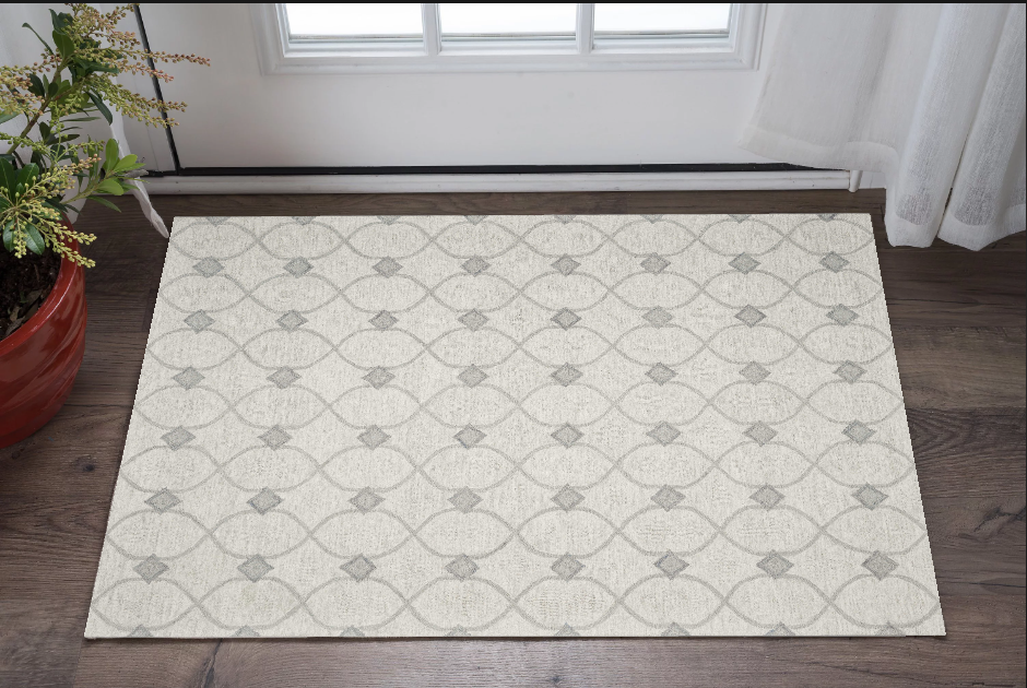 8' X 10' Ivory Hand Tufted Ogee Indoor Area Rug