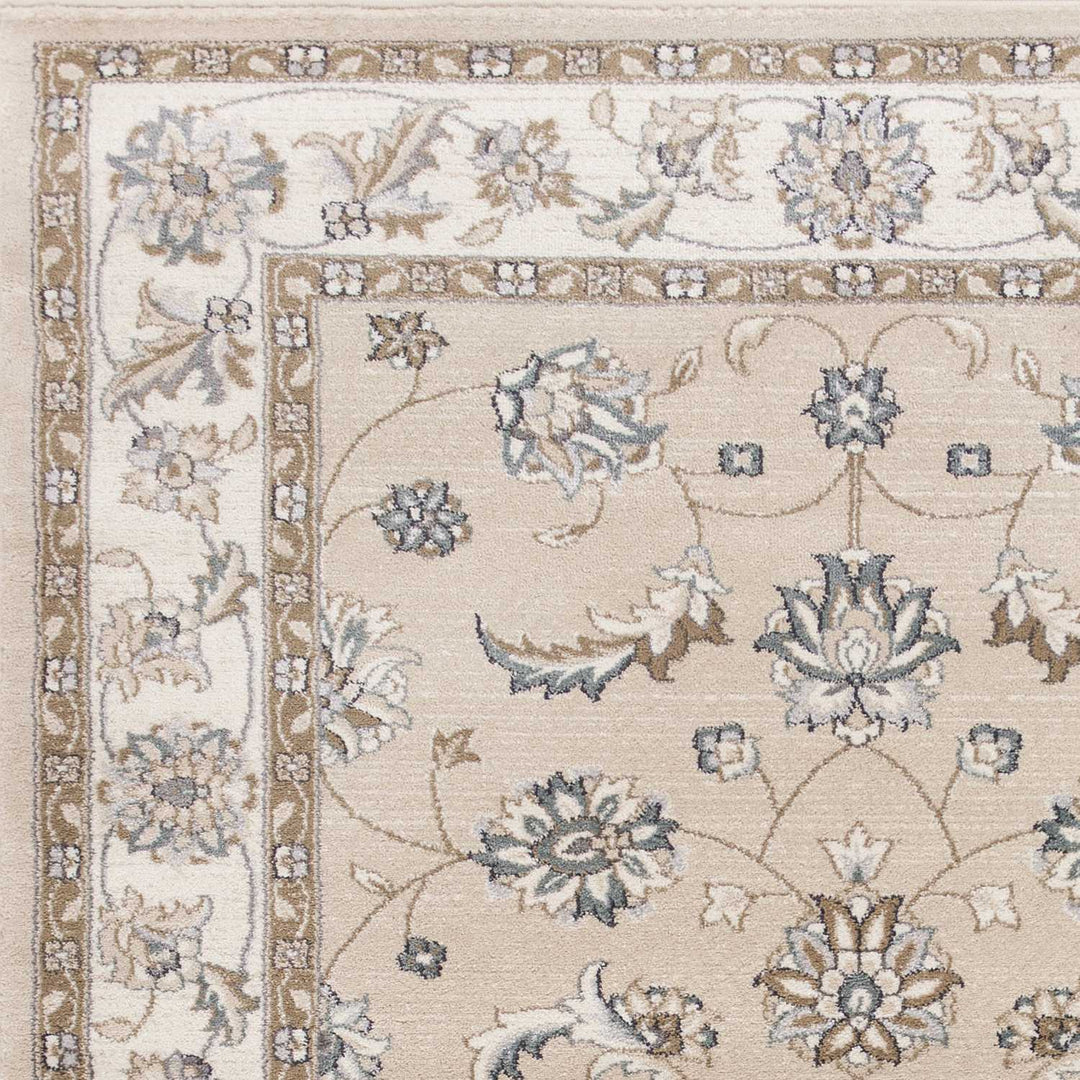 3' X 5' Beige and Ivory Floral Area Rug