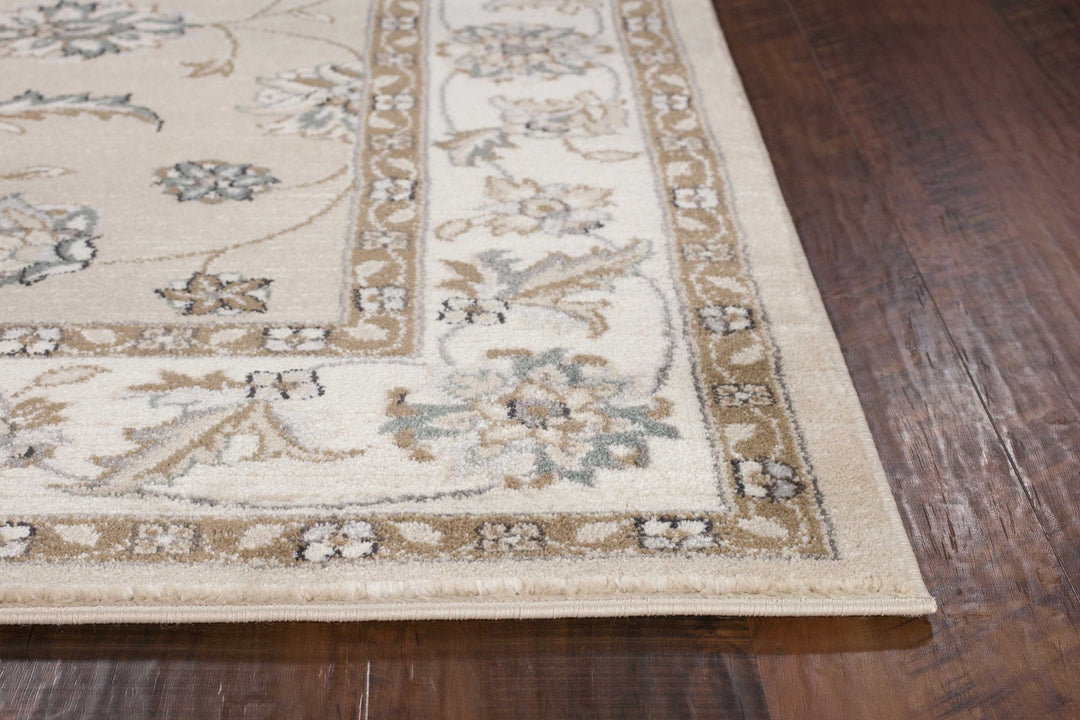 3' X 5' Beige and Ivory Floral Area Rug