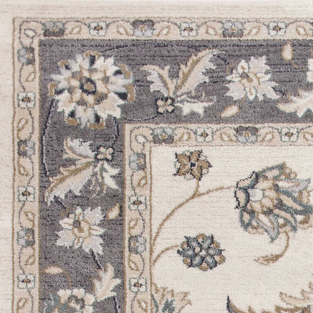 3' X 5' Gray and Ivory Floral Area Rug