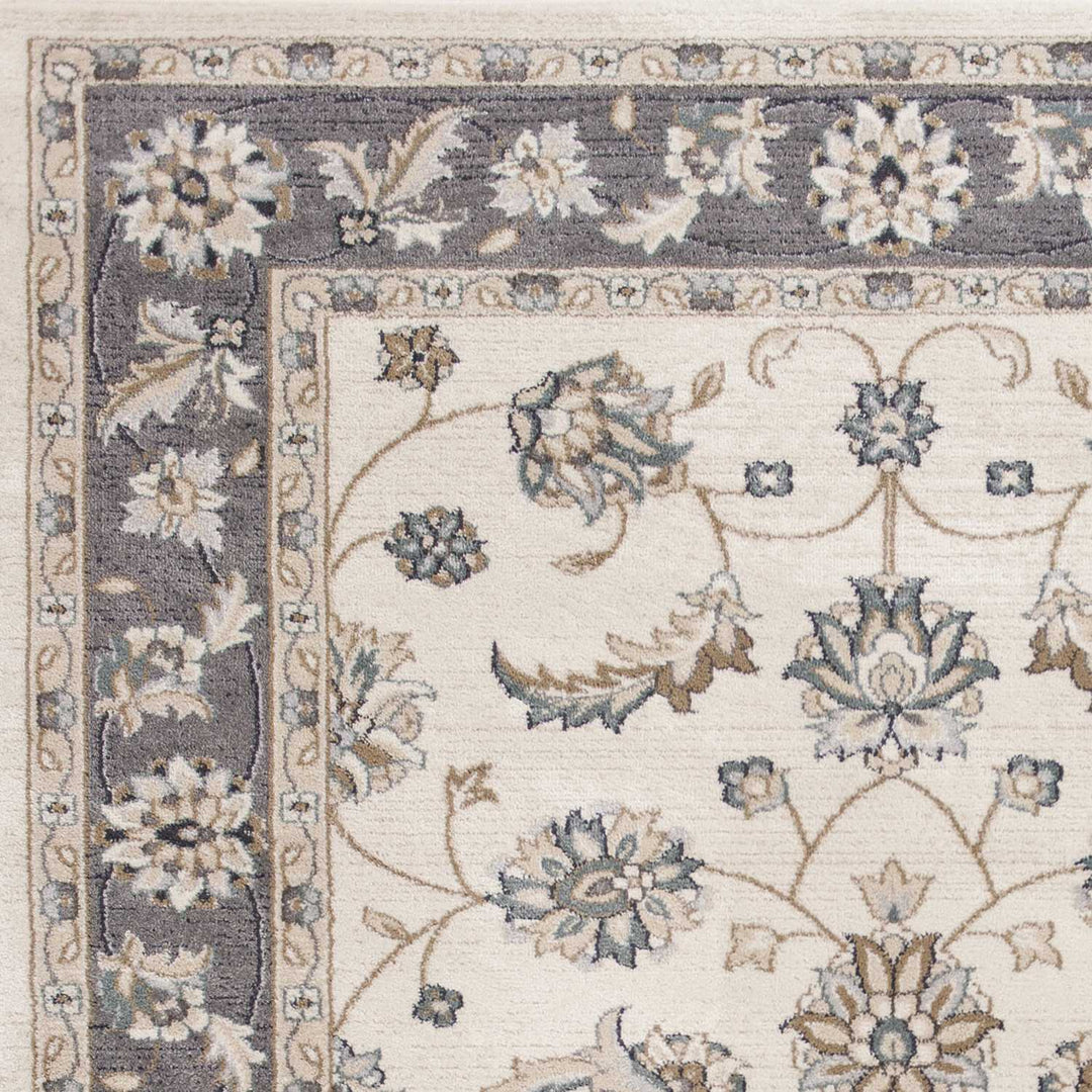 3' X 5' Gray and Ivory Floral Area Rug