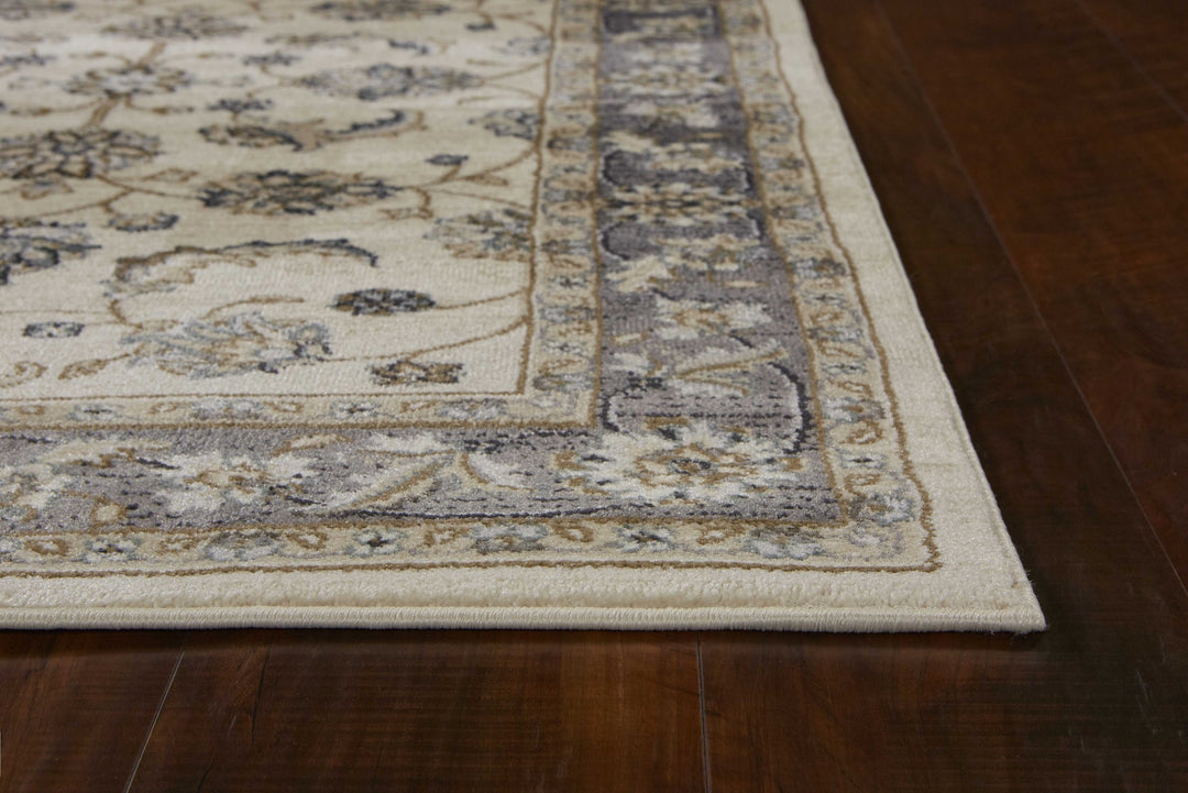 3' X 5' Gray and Ivory Floral Area Rug