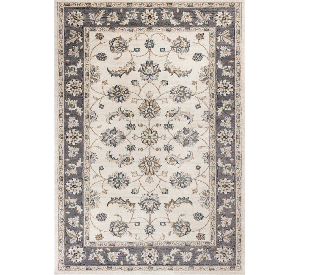 3' X 5' Gray and Ivory Floral Area Rug