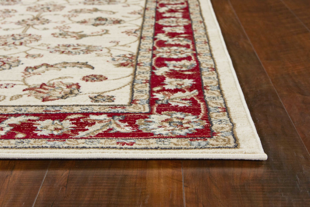 3' X 5' Ivory Red Floral Indoor Area Rug