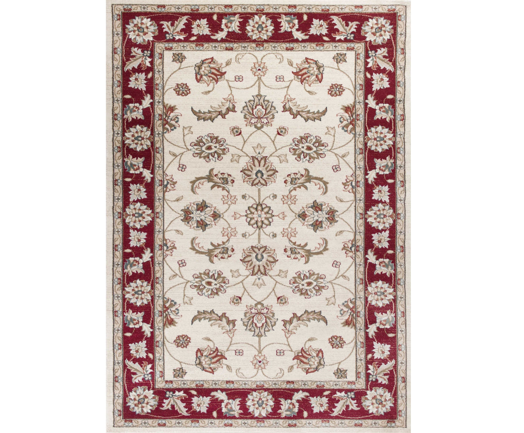 3' X 5' Ivory Red Floral Indoor Area Rug