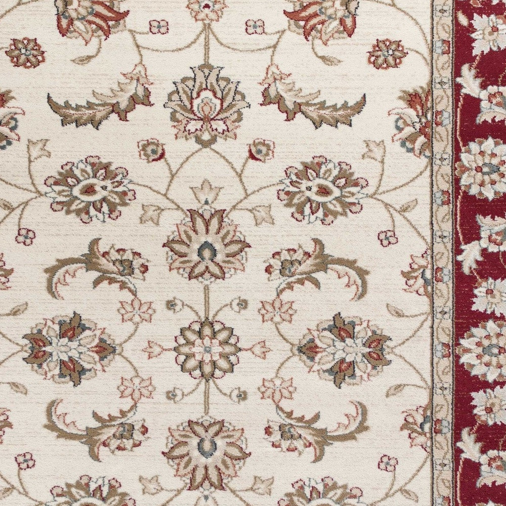 3' X 5' Ivory Red Floral Indoor Area Rug