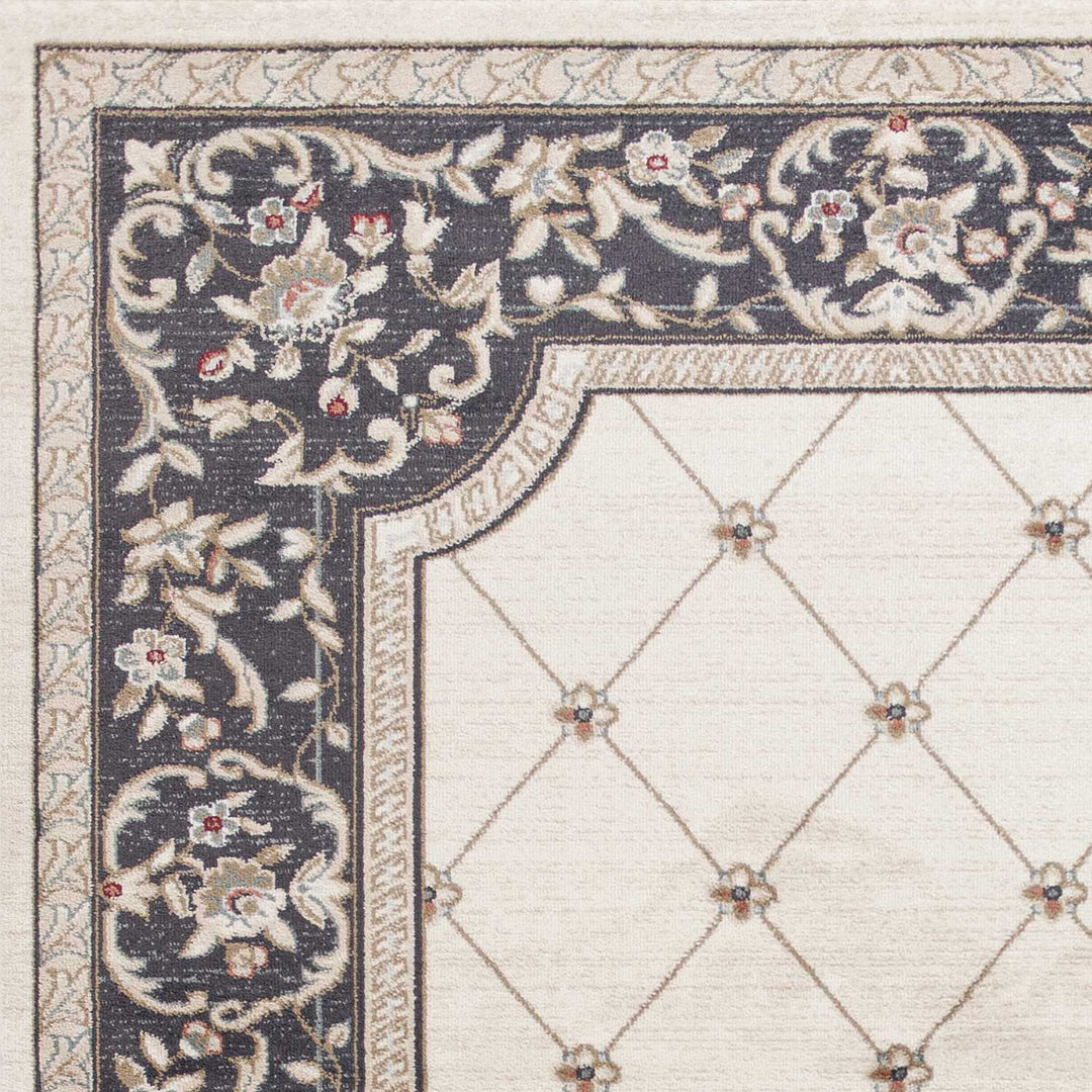 3' X 5' Gray and Ivory Trellis Area Rug