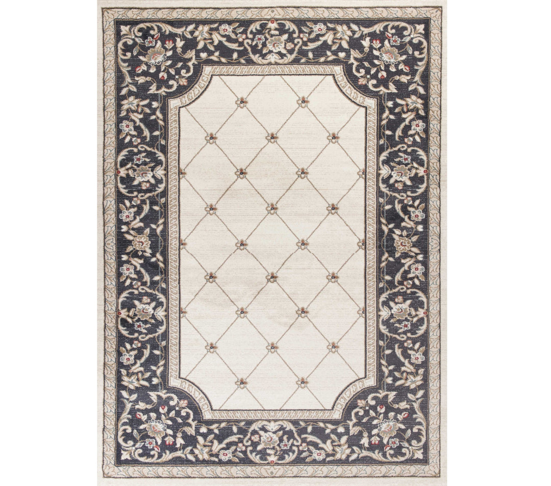 3' X 5' Gray and Ivory Trellis Area Rug