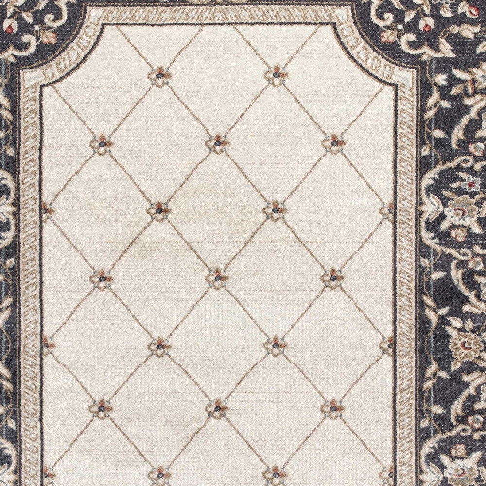 3' X 5' Gray and Ivory Trellis Area Rug