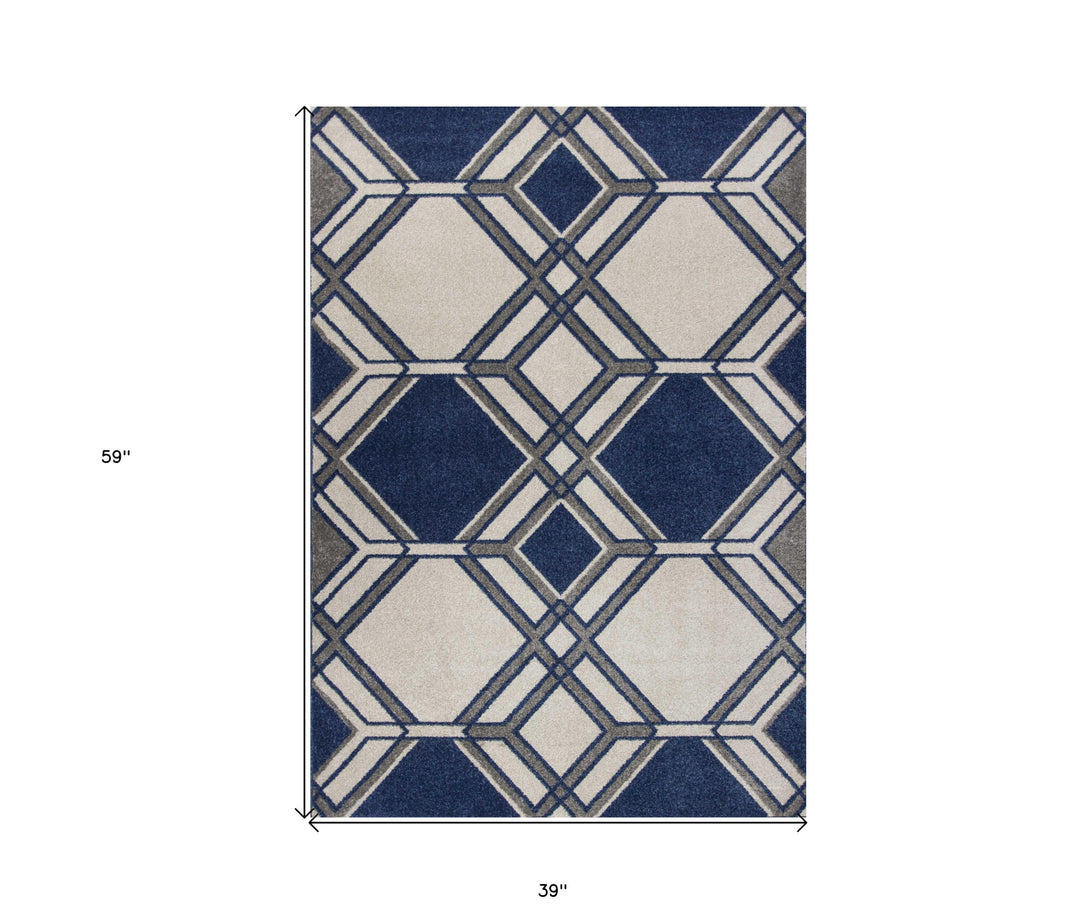 3' X 5' Ivory Geometric Area Rug