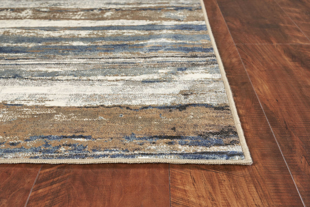 2' X 4' Ivory and Blue Area Rug