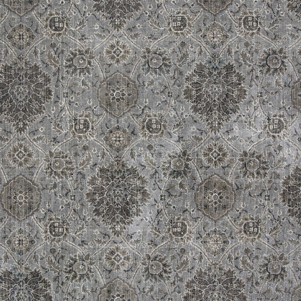 2' X 4' Silver Damask Area Rug