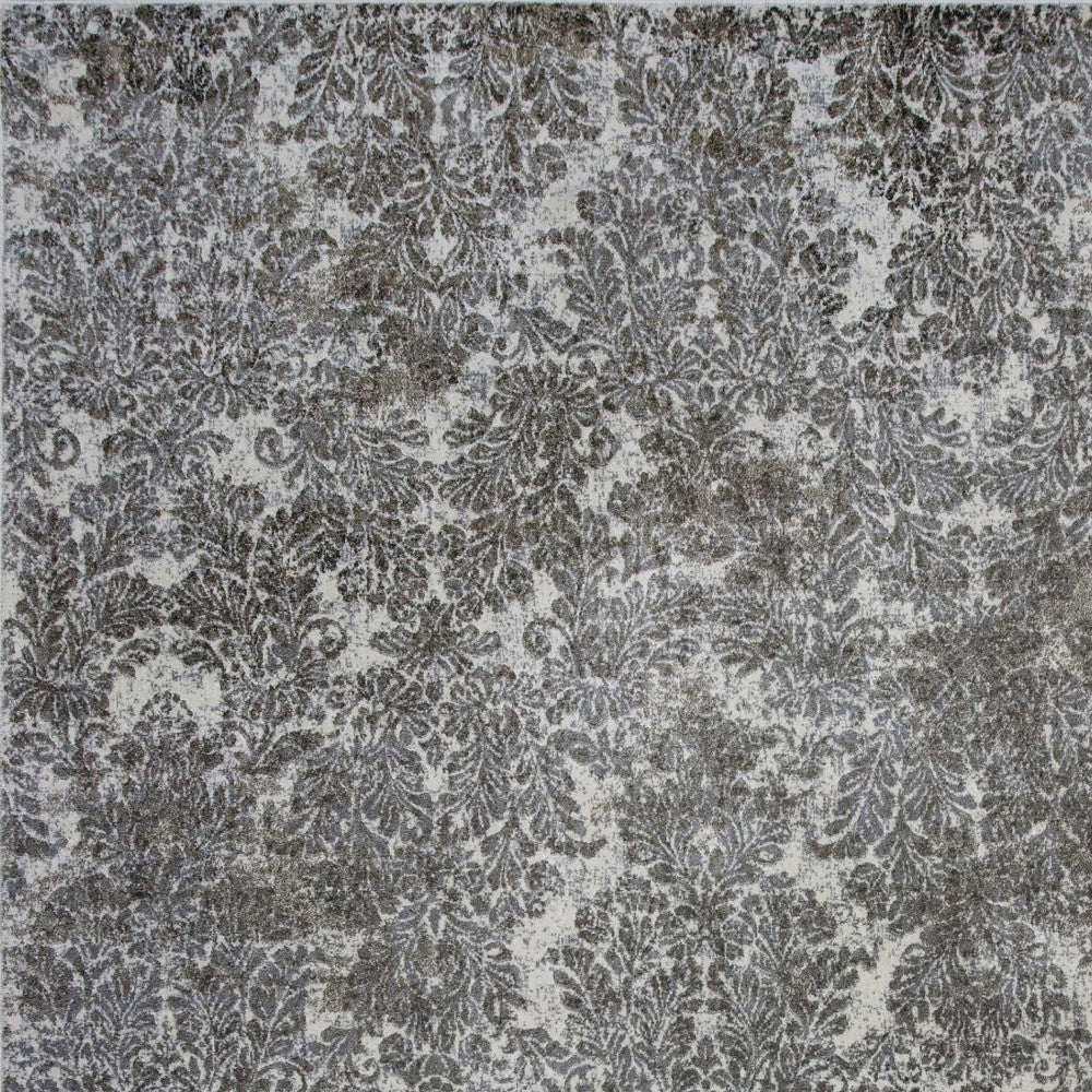 2' X 4' Ivory Damask Area Rug