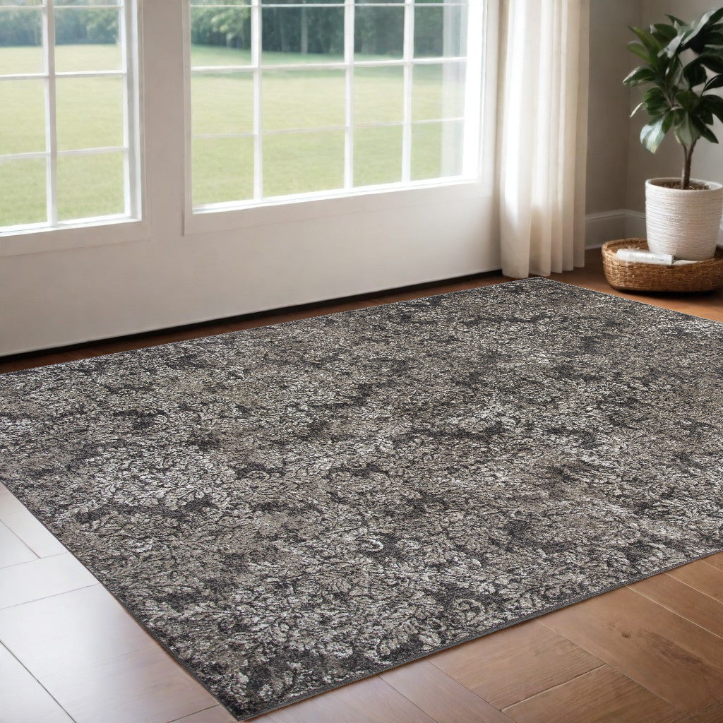 2' X 4' Taupe/Sand Damask Area Rug