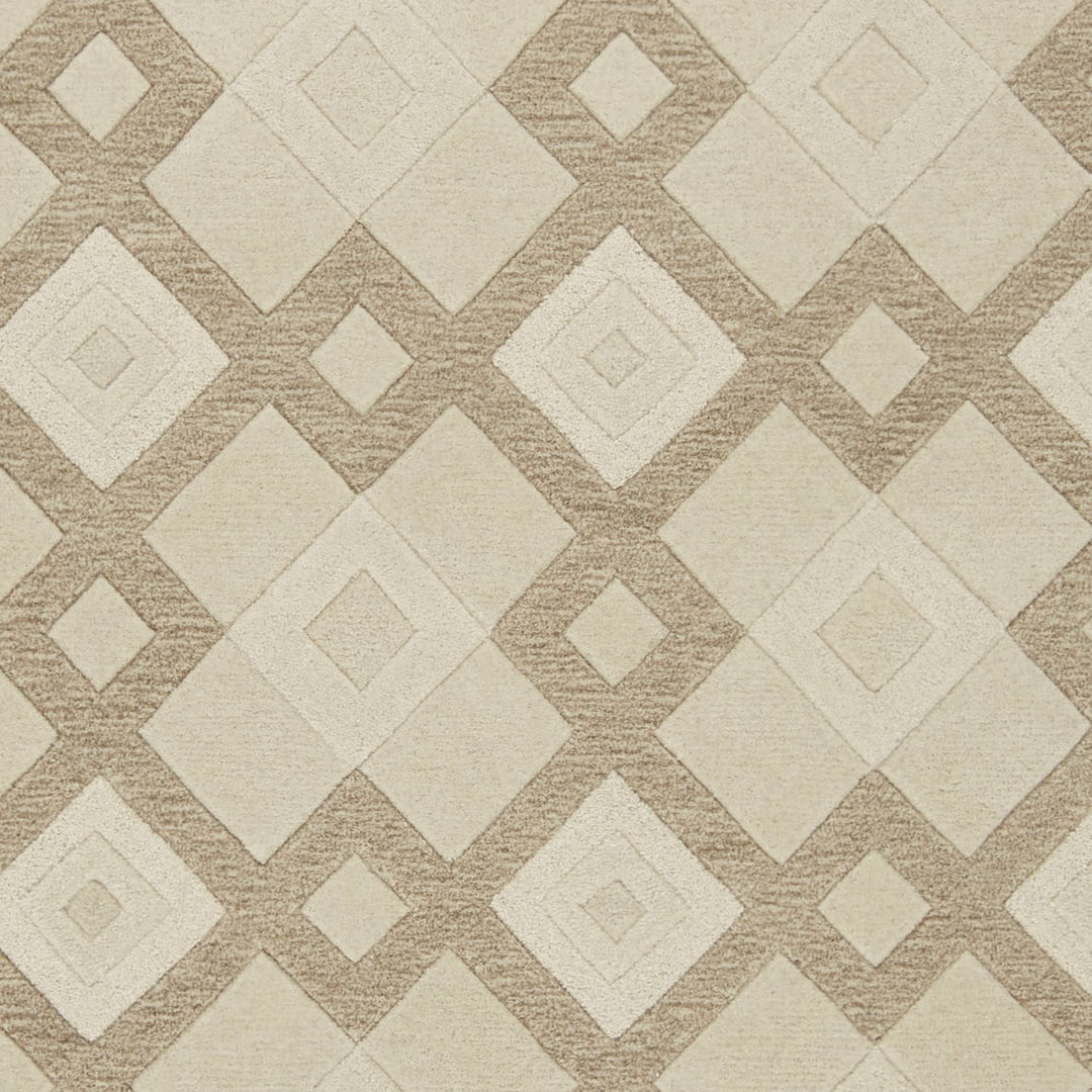 2' X 4' Ivory Diamond Wool Area Rug