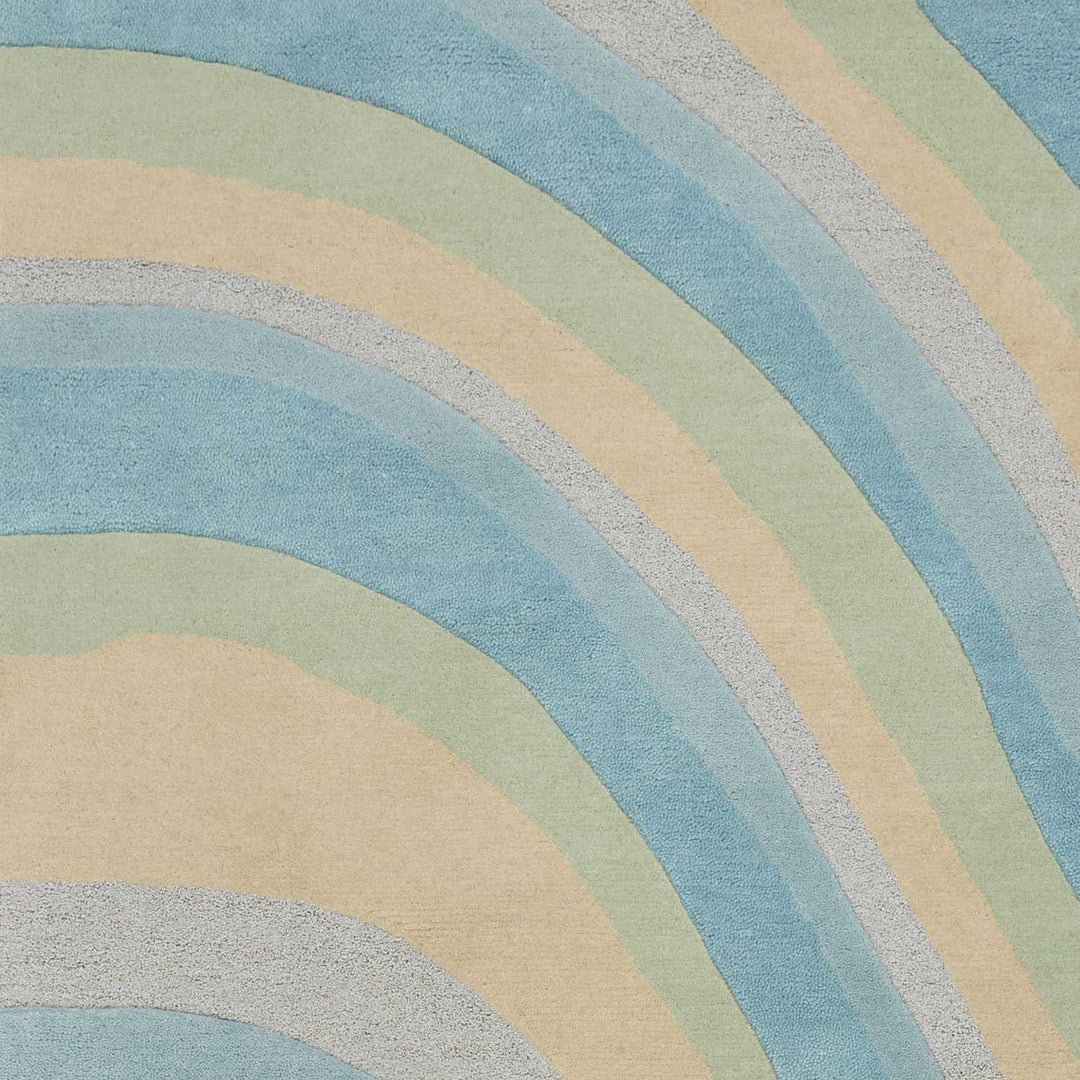 2' X 4' Blue And Beige Wool Abstract Hand Tufted Area Rug