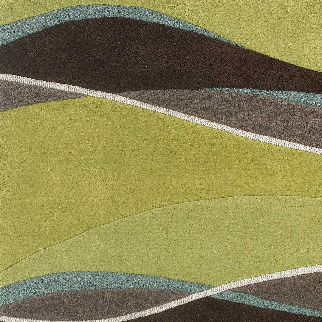 2' X 4' Lime Or Mocha Waves Wool Area Rug