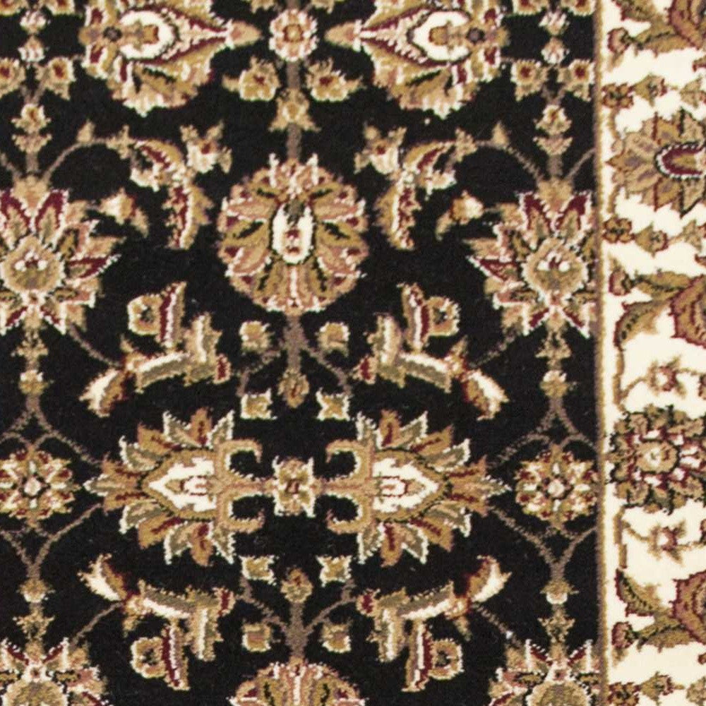 2' X 8' Black Or Ivory Traditional Bordered Rug