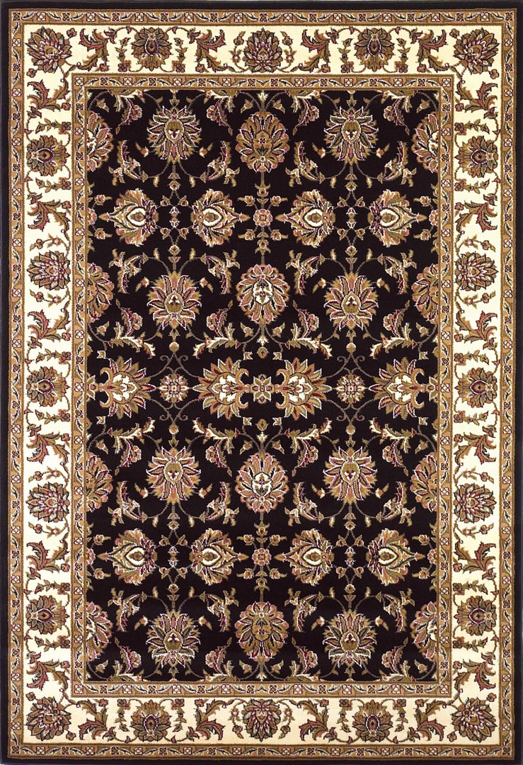 2' X 8' Black Or Ivory Traditional Bordered Rug