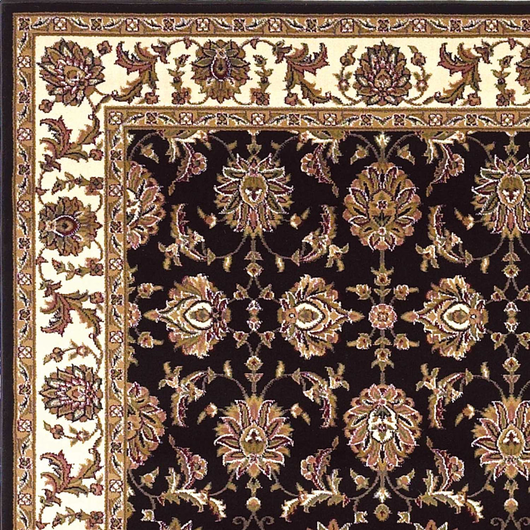 2' X 8' Black Or Ivory Traditional Bordered Rug