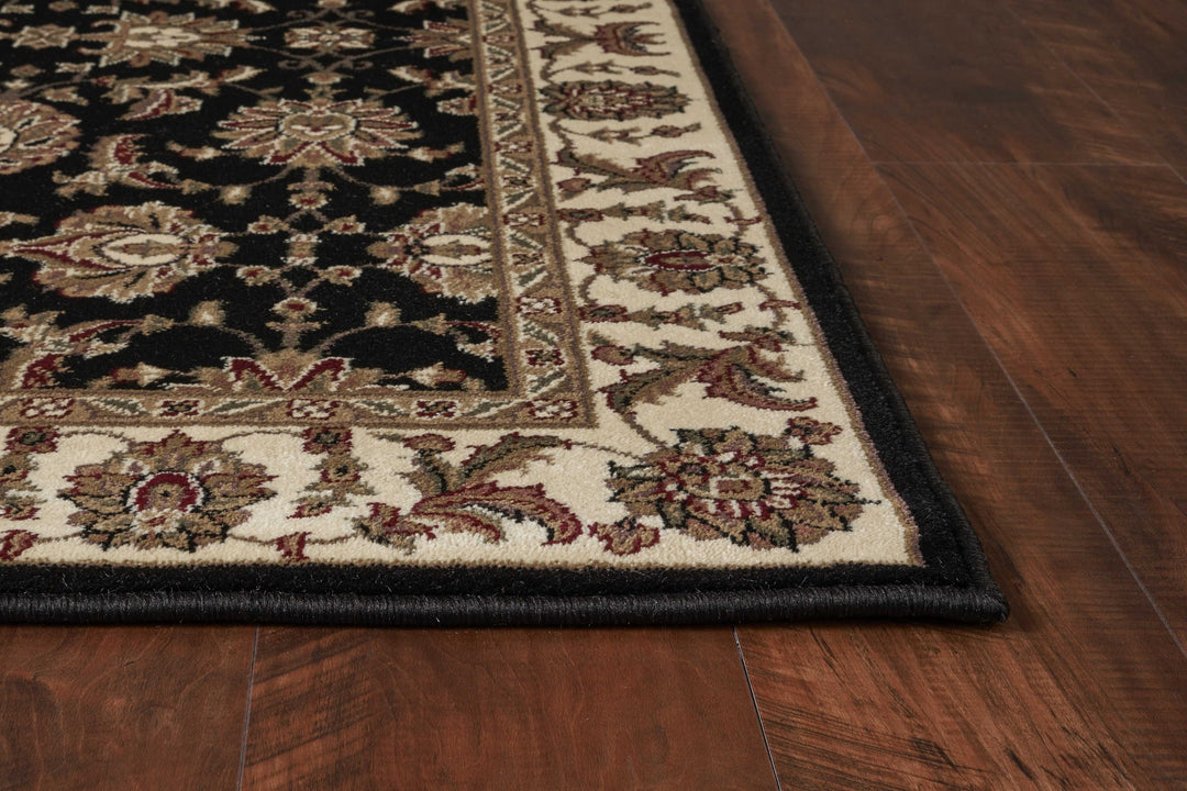 2' X 8' Black Or Ivory Traditional Bordered Rug